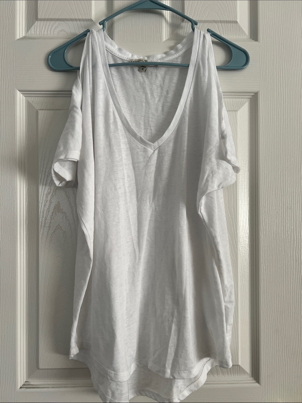Express White Cold-Shoulder Short Sleeve Tee